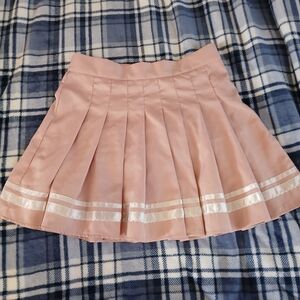 Romwe Pink Pleated Skater Skirt - Size L - High Waisted Skirt - Cute & Feminine